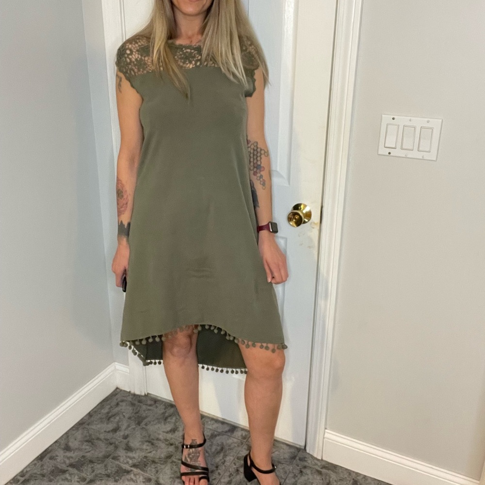 Skye’s The Limit Green High-Low Tassel Dress